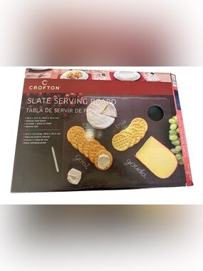 Crofton Natural Slate Serving Board 16x12 Cheese Charcuterie Tray Open Box